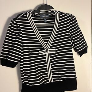 Modcloth Black and White Striped Blouse 3/4 length sleeve Medium